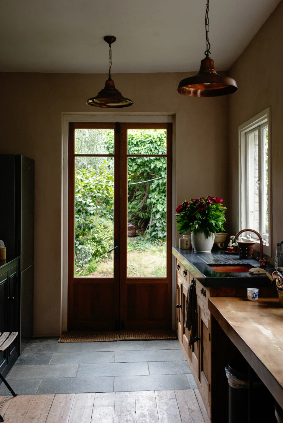 Tall Georgian pine doors fitted in the basement of a Hackney Victorian home